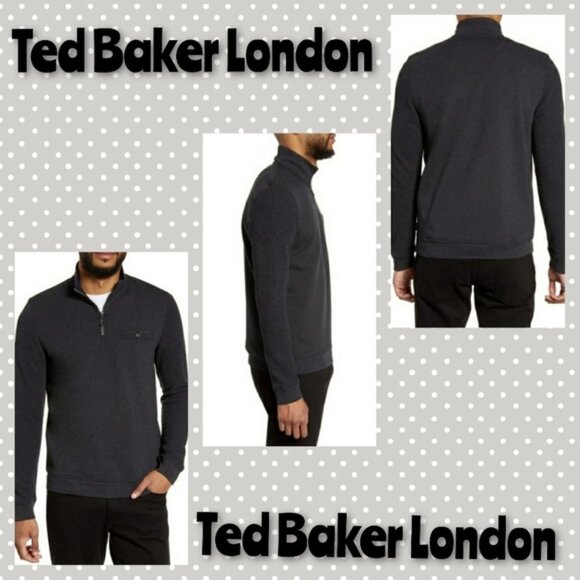 Ted Baker London Dark Blue Quarter Zip Pullover Sweater XL - Picture 1 of 13